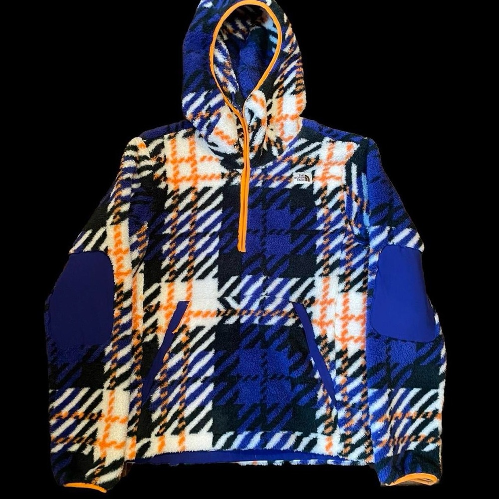 The North Face Fleece Hoodie Blue/orange Half Zip  Size:Medium